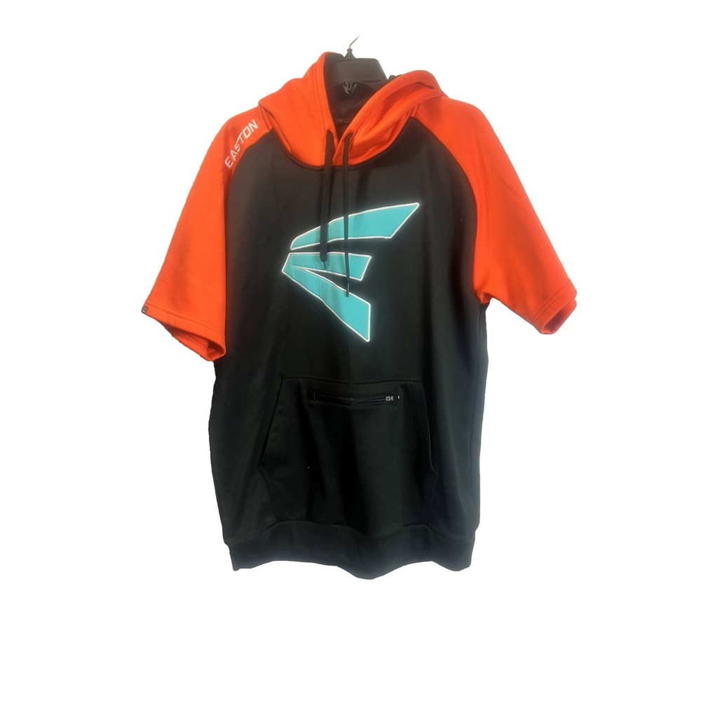 Easton Hoodie Mens Size XL Black/Orange Short Sleeve Baseball Pullover Outdoors